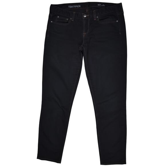 J crew black toothpick ankle length low rise cotton stretch denim jeans sz 30/10 - Picture 2 of 7